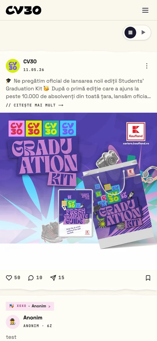 Feedul CV30 cu o campanie Students Graduation Kit