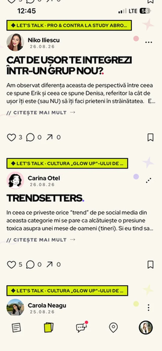 Feedul Let's Talk cu dezbateri pornite de studenți