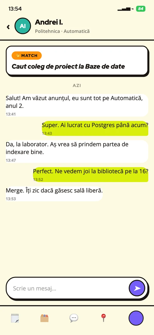 Un fir de chat din CV30, pornit dintr-un anunț de Match
