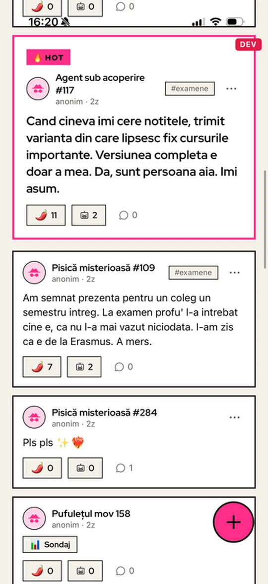 Postări anonime din XoXo, cu reacții și comentarii